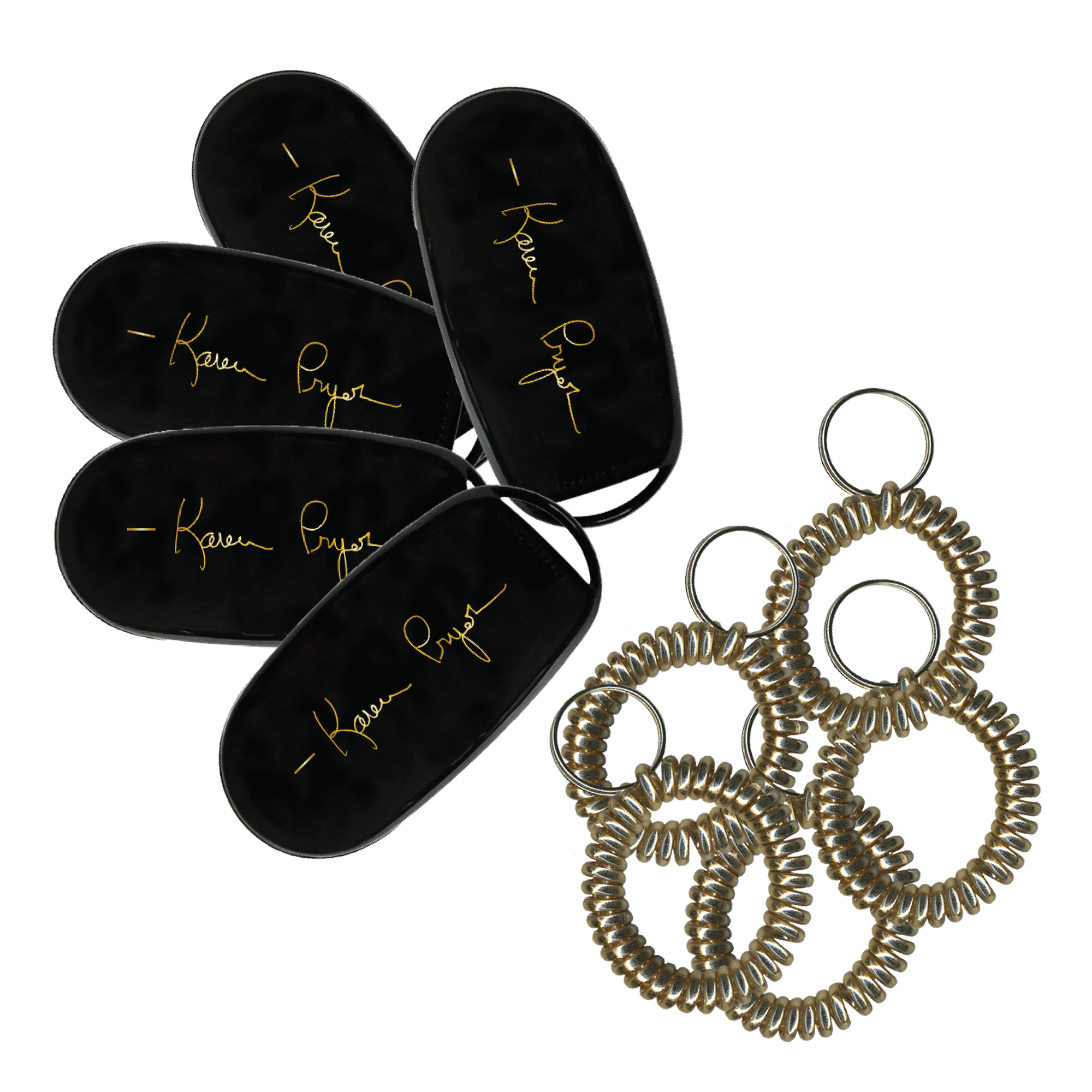 Karen Pryor Commemorative i-Click™ Clicker - 5 Pack With Metallic Gold Wrist Coils