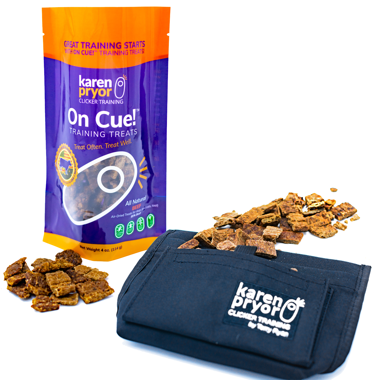 On Cue! 4 Ounce Treats & Treat Pouch Bundle
