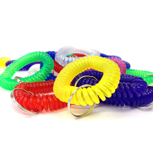 Shapenty 6 Colors Plastic Elastic Stretch Spiral Coil Wristband Bracelet  with 1 Inch Metal Split Key